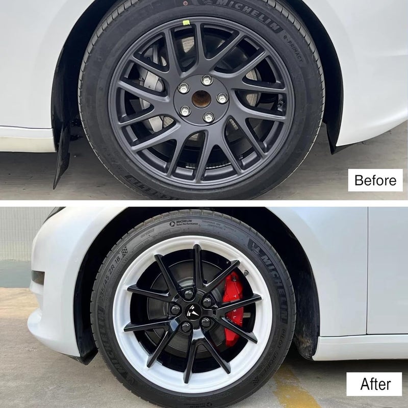 Tesheer Wheel Center Hub Cap Kit with Tesla Emble Brand Center Caps for Model 3 Model Y with 20 Lug Nut Covers (4PCS) (White) - Image 5